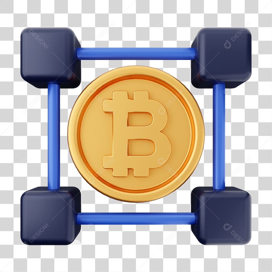 Elemento 3D Criptomoeda Virtual Para Composição PNG Transparente