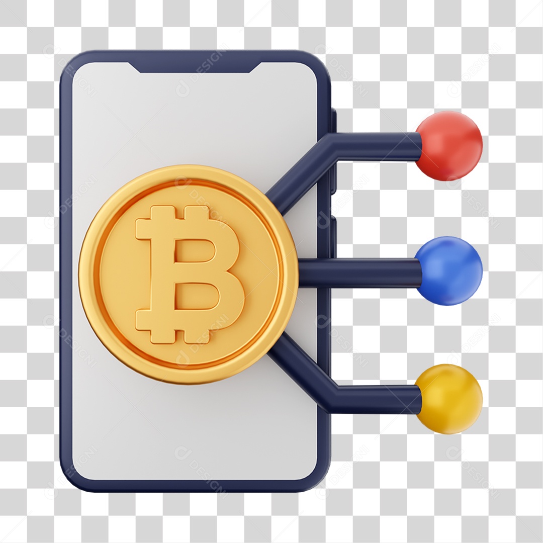Elemento 3D Criptomoeda Virtual Para Composição PNG Transparente