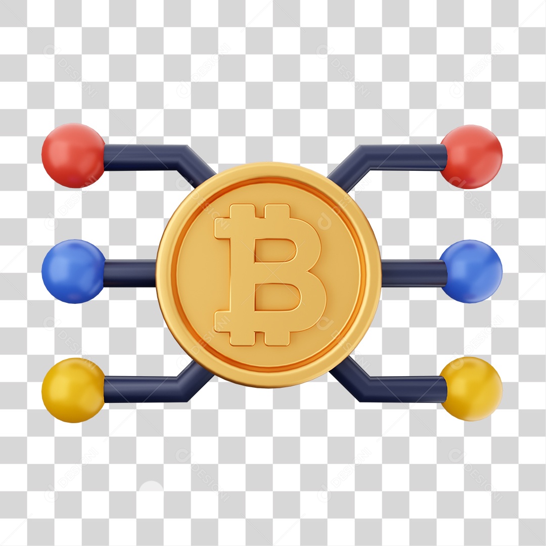Elemento 3D Criptomoeda Virtual Para Composição PNG Transparente