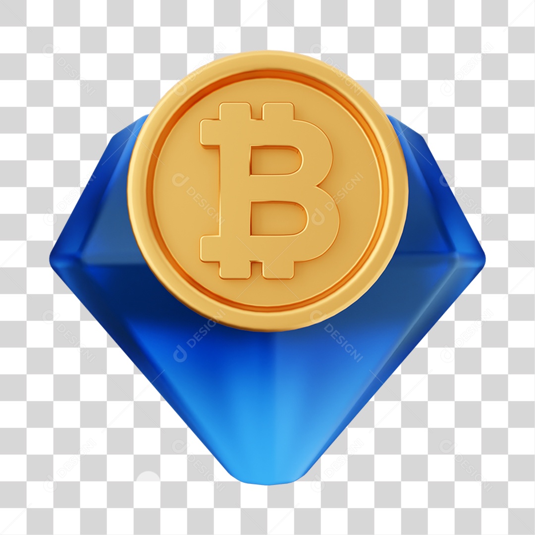 Elemento 3D Criptomoeda Virtual Para Composição PNG Transparente