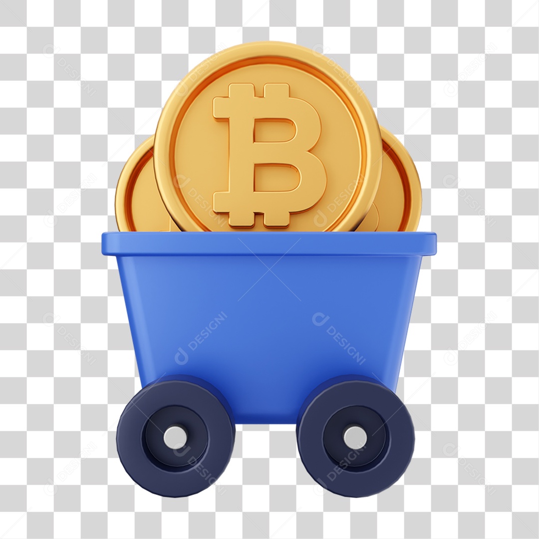 Elemento 3D Criptomoeda Virtual Para Composição PNG Transparente