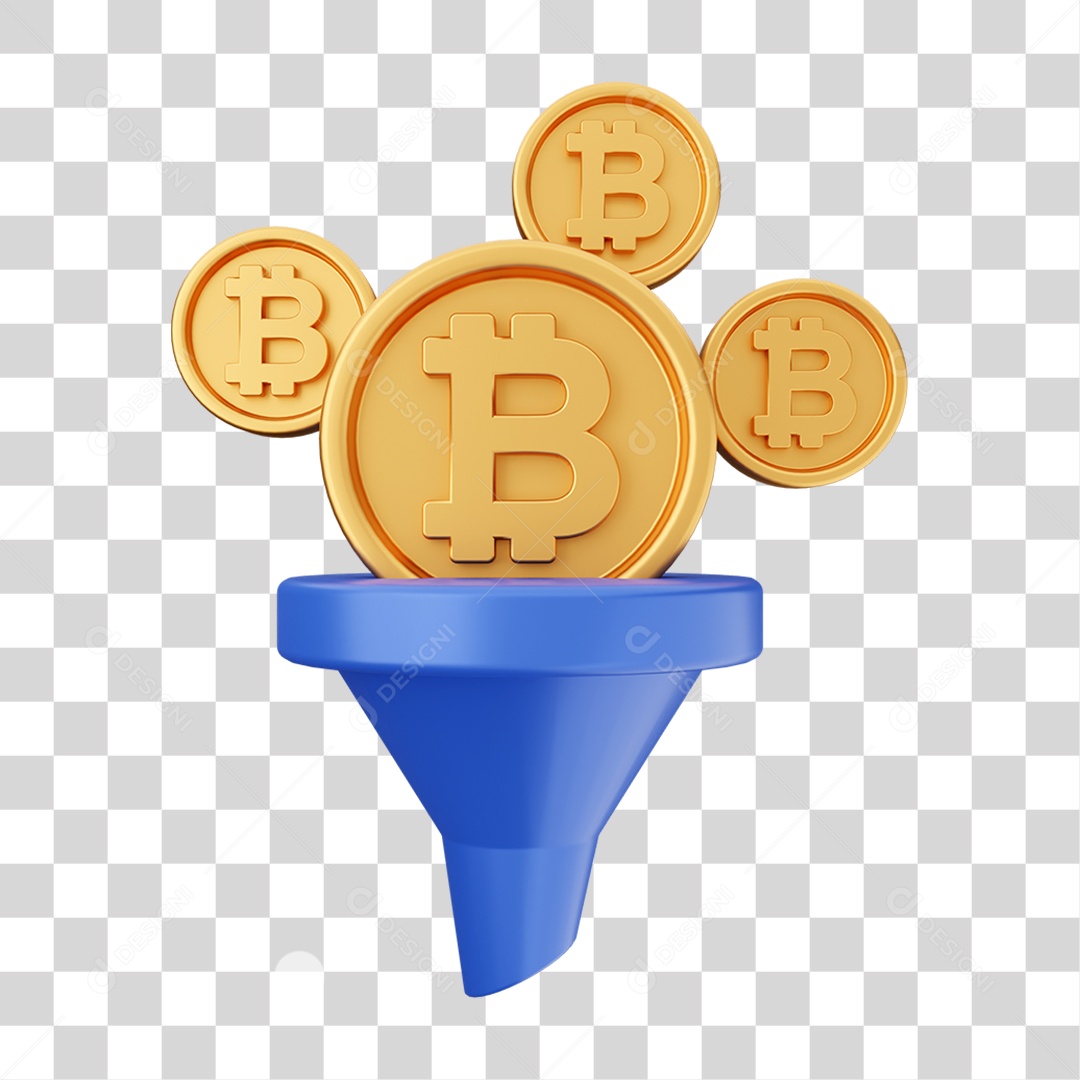 Elemento 3D Criptomoeda Virtual Para Composição PNG Transparente