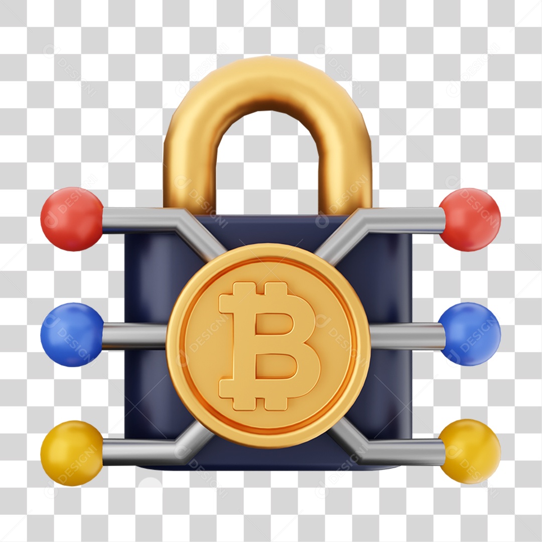 Elemento 3D Criptomoeda Virtual Para Composição PNG Transparente