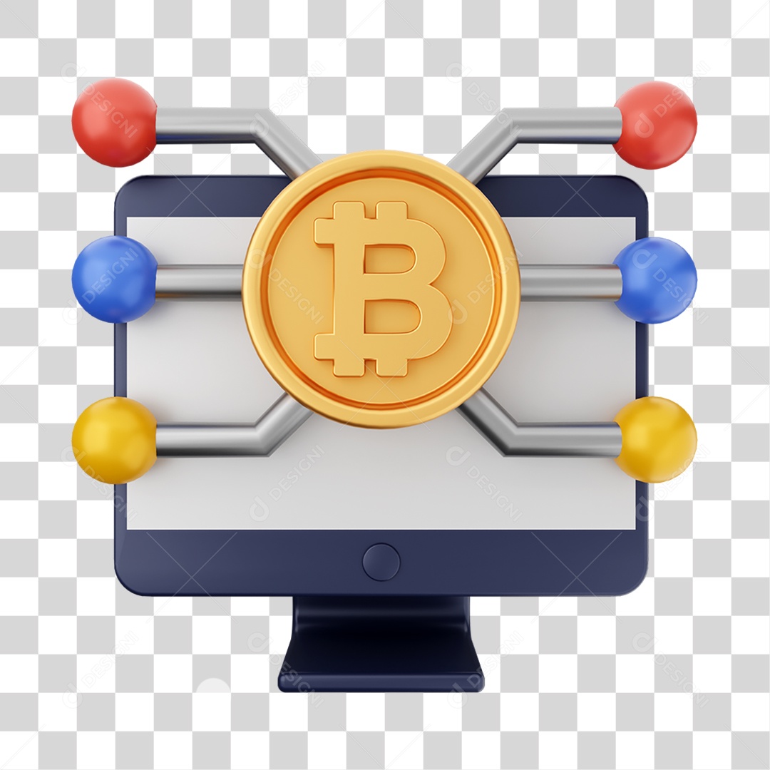 Elemento 3D Criptomoeda Virtual Para Composição PNG Transparente