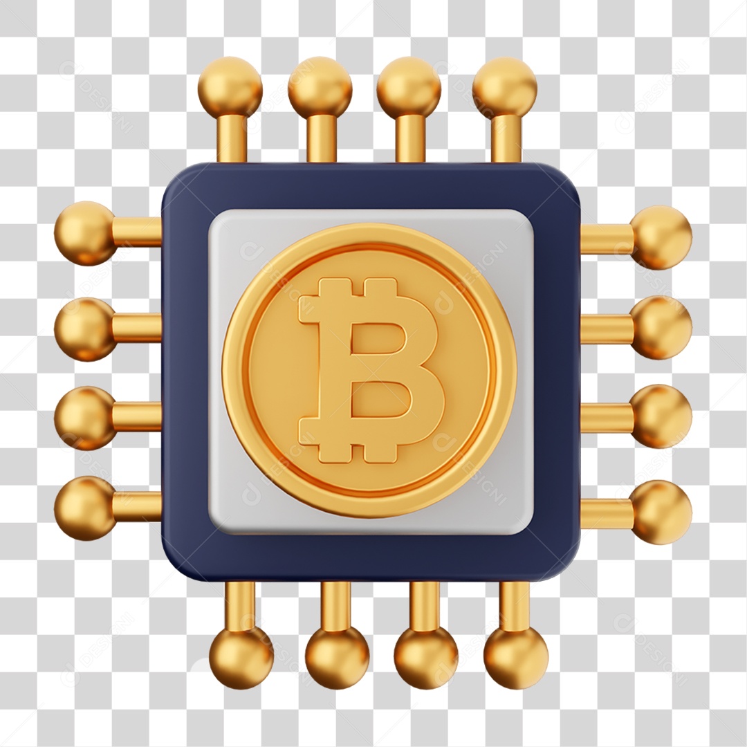 Elemento 3D Criptomoeda Virtual Para Composição PNG Transparente