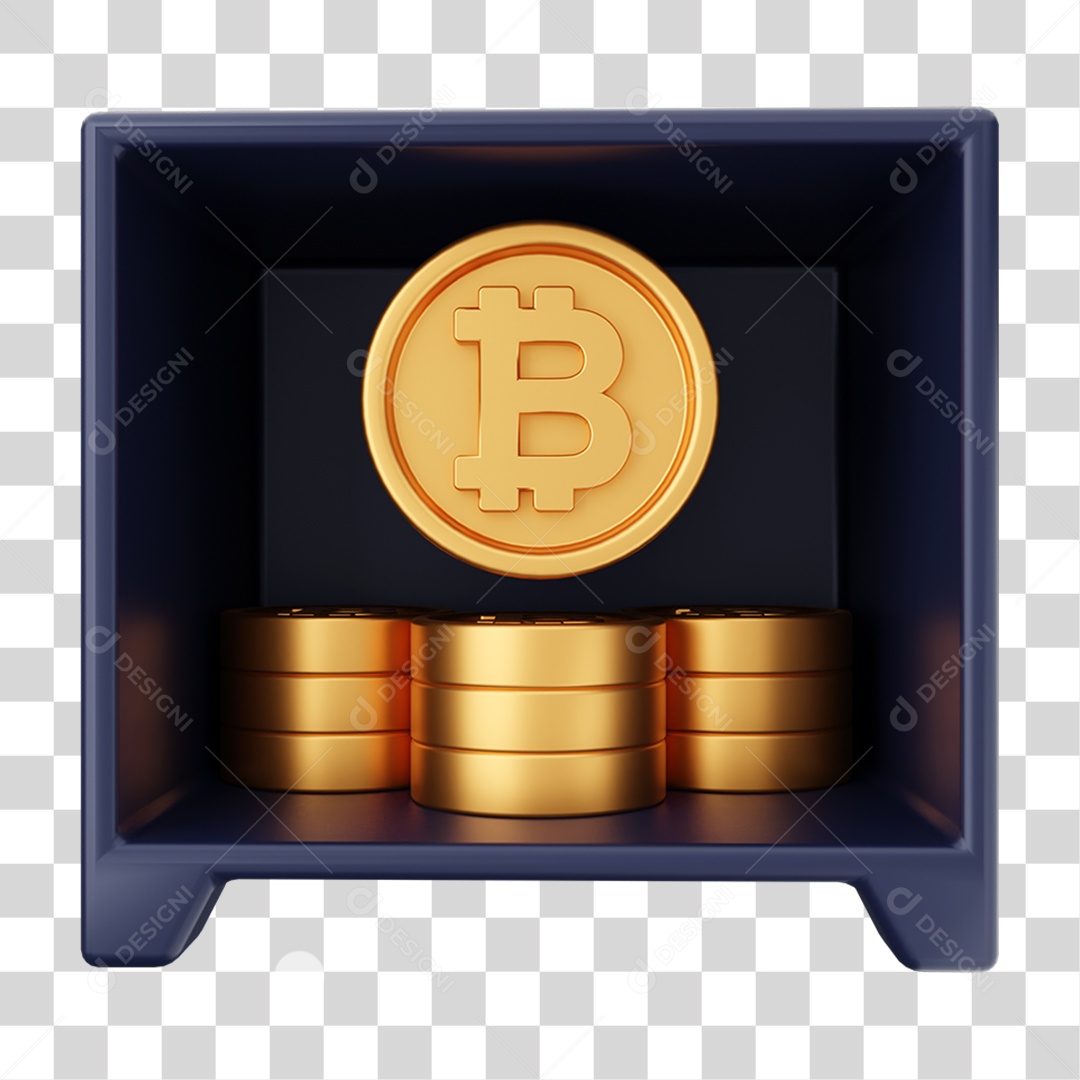 Elemento 3D Criptomoeda Virtual Para Composição PNG Transparente