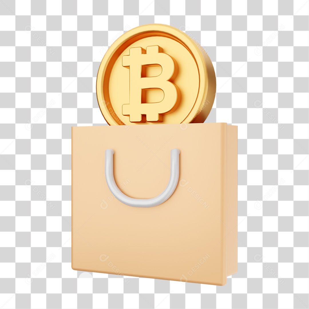 Elemento 3D Criptomoeda Virtual Para Composição PNG Transparente