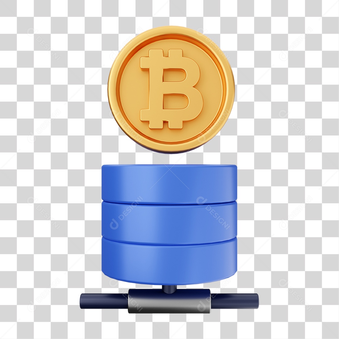 3D Virtual Cryptocurrency Element For Transparent PNG Composition