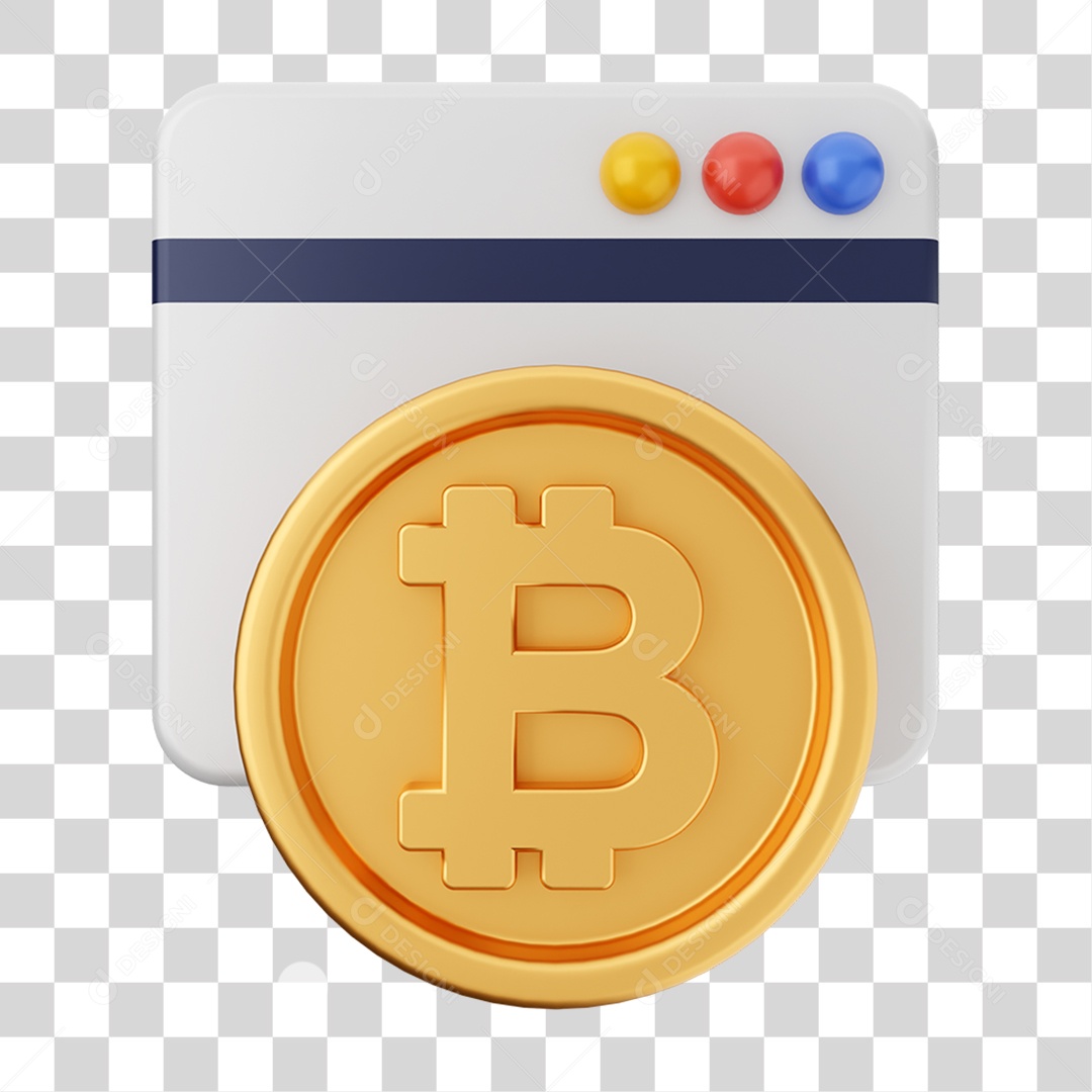 Elemento 3D Criptomoeda Virtual Para Composição PNG Transparente