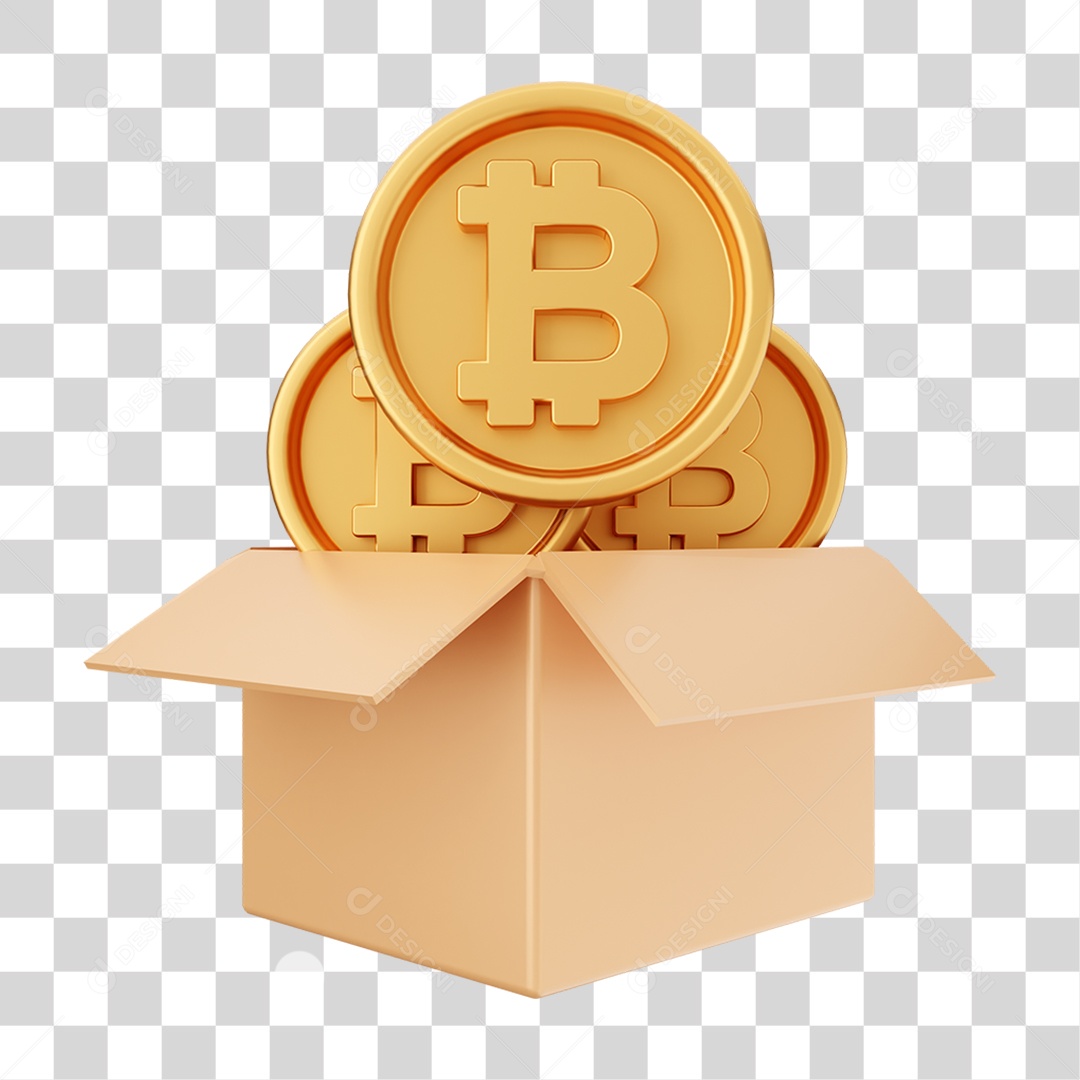 Elemento 3D Criptomoeda Virtual Para Composição PNG Transparente