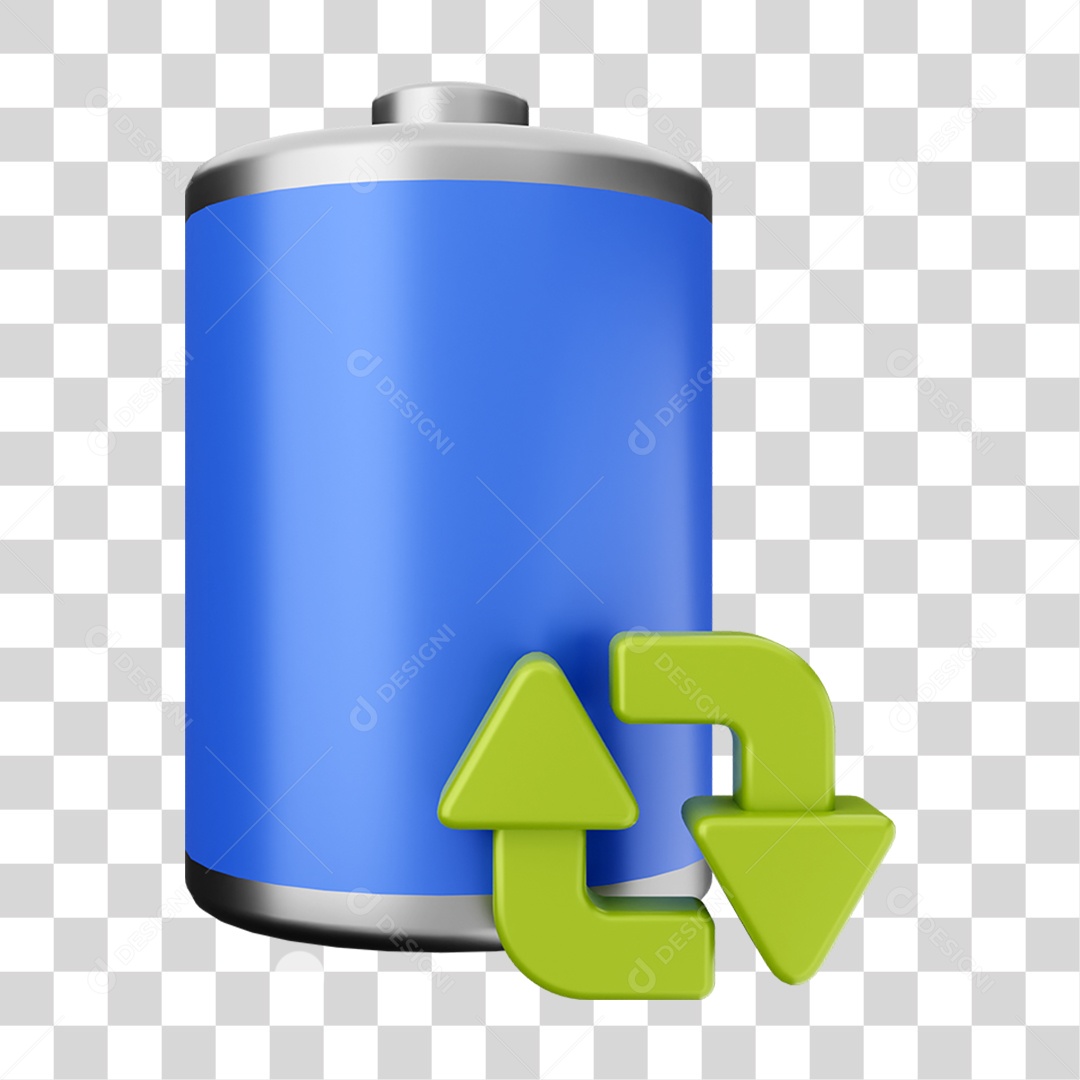 Elemento 3D Bateria para Composição PNG Transparente