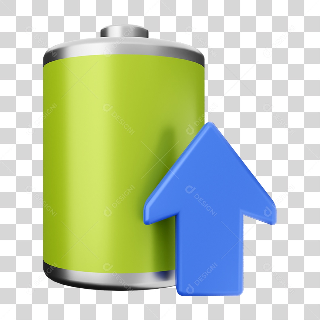 Elemento 3D Bateria para Composição PNG Transparente