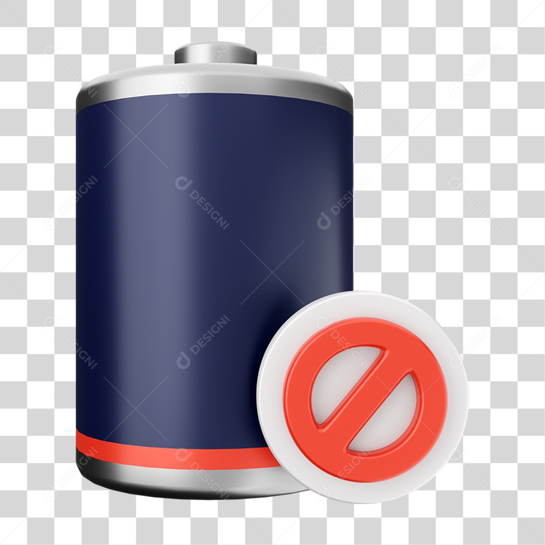 Elemento 3D Bateria para Composição PNG Transparente