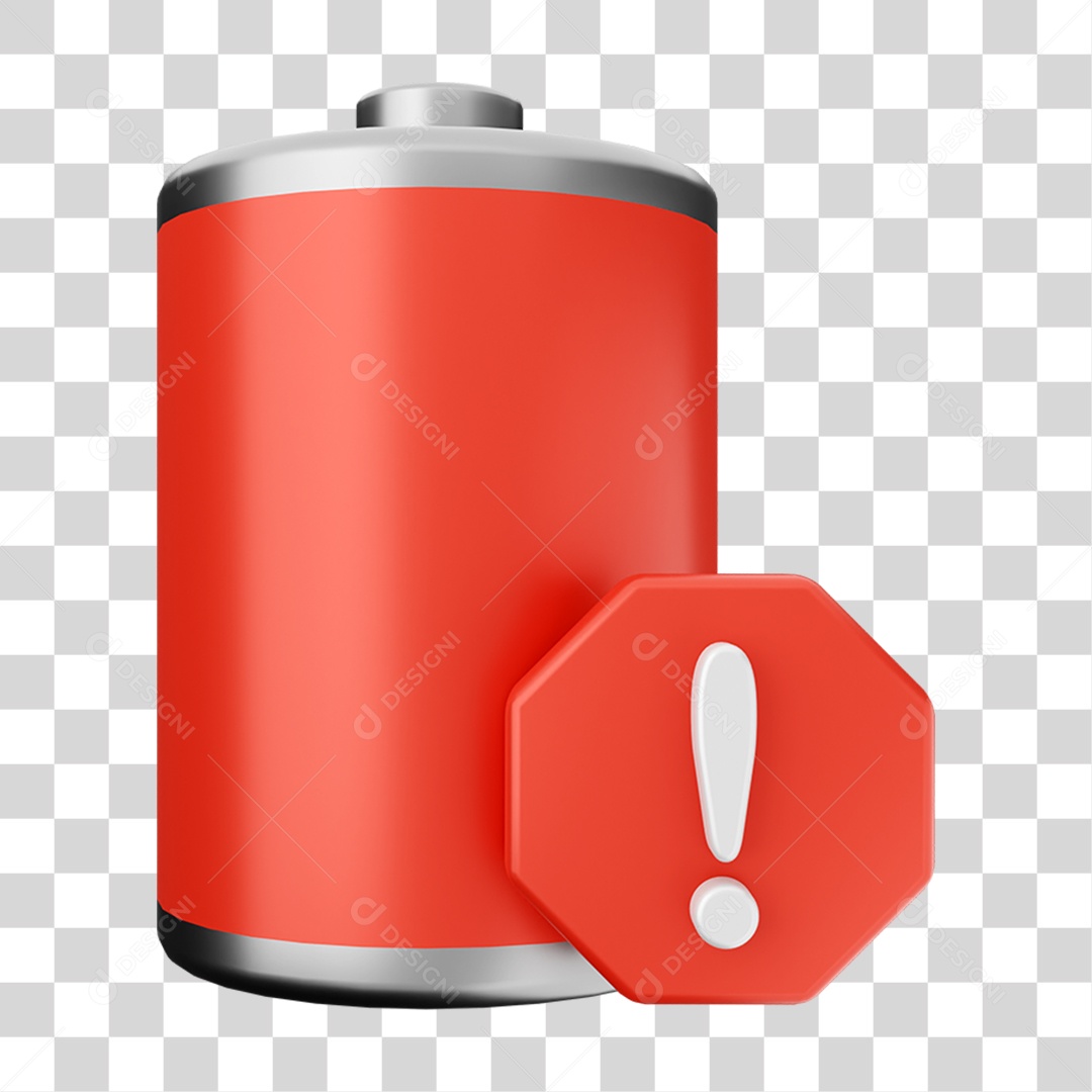 Elemento 3D Bateria para Composição PNG Transparente