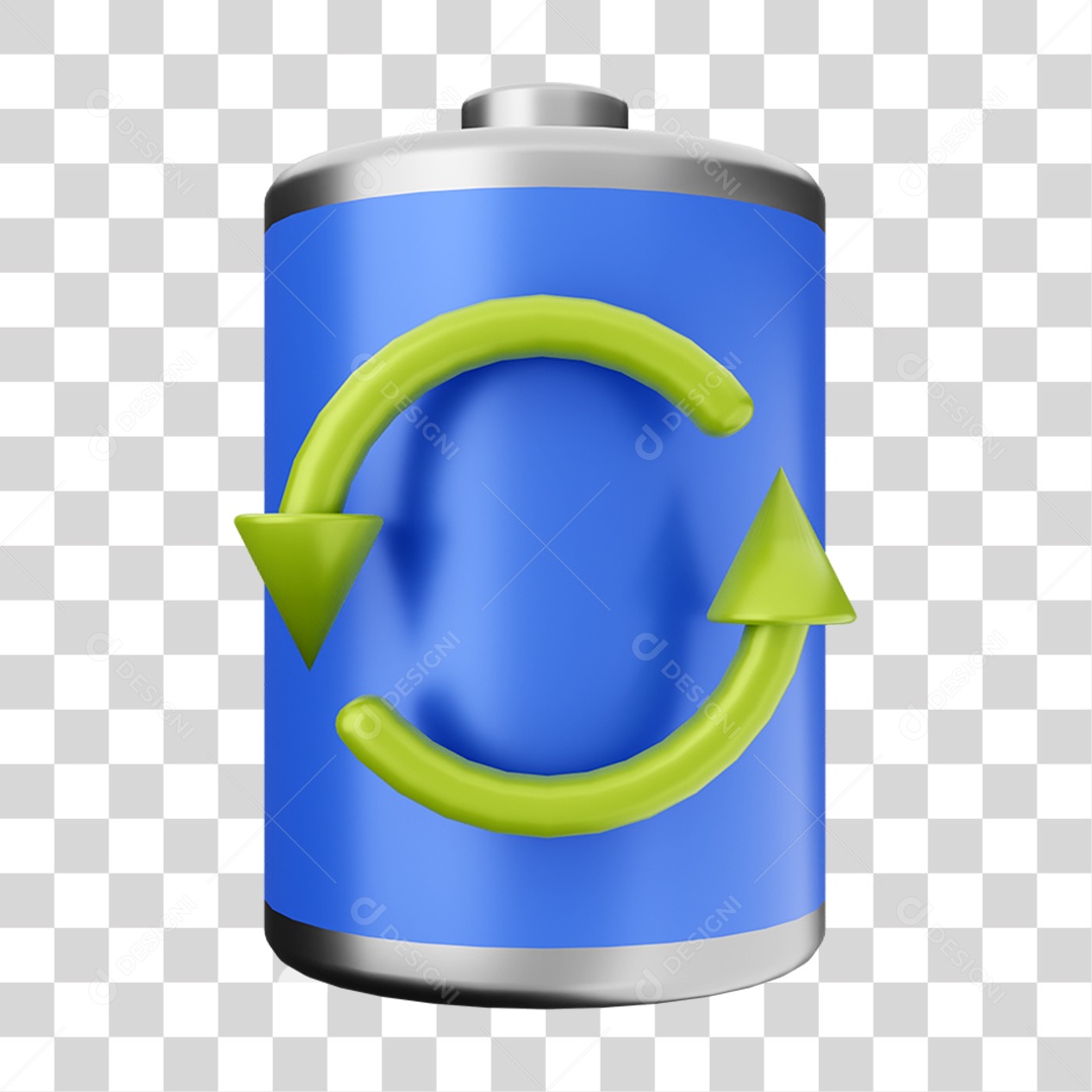 Elemento 3D Bateria para Composição PNG Transparente