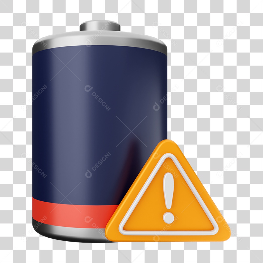 Elemento 3D Bateria para Composição PNG Transparente