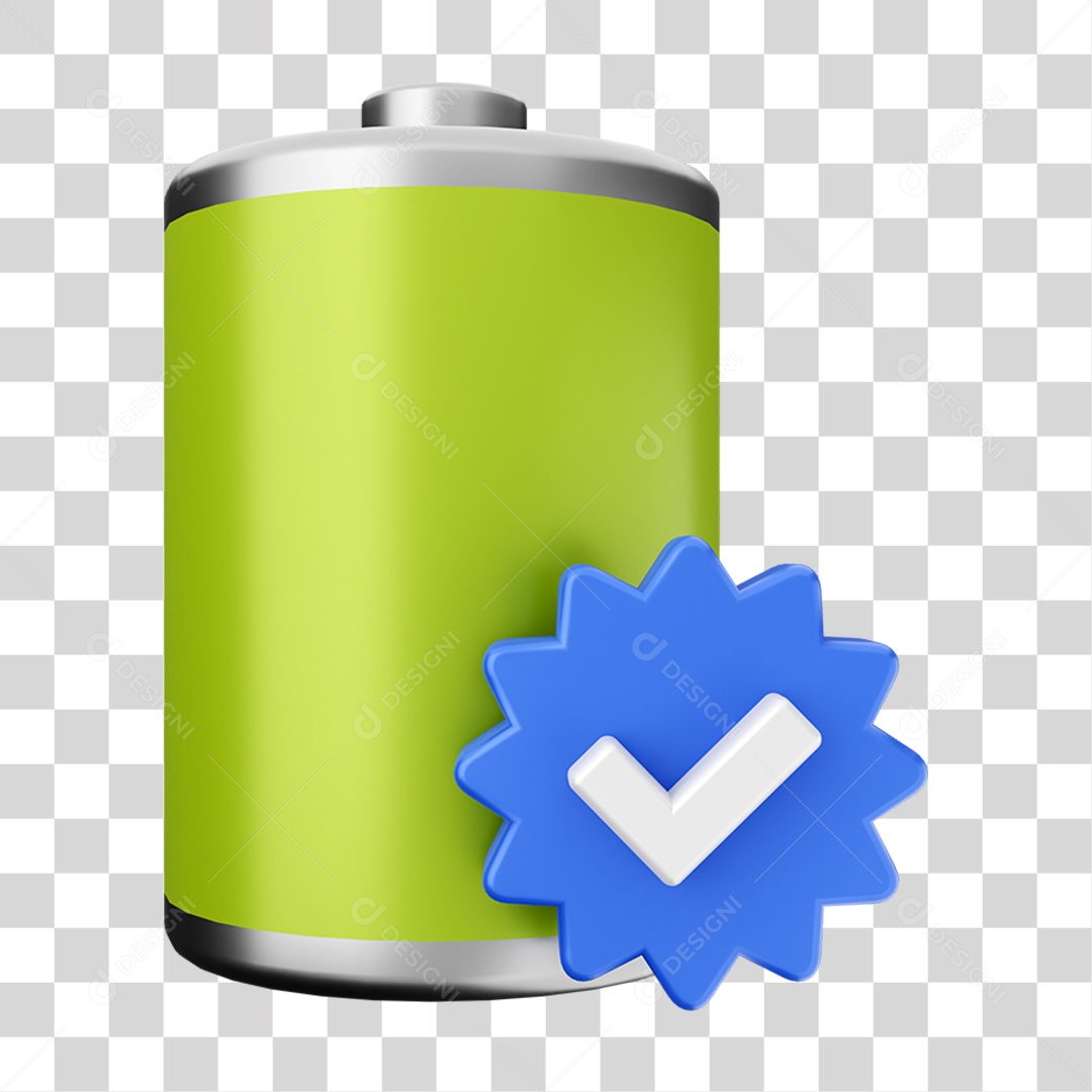 Elemento 3D Bateria para Composição PNG Transparente