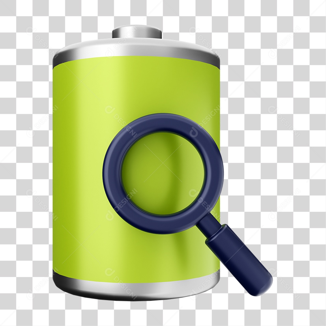 Elemento 3D Bateria para Composição PNG Transparente