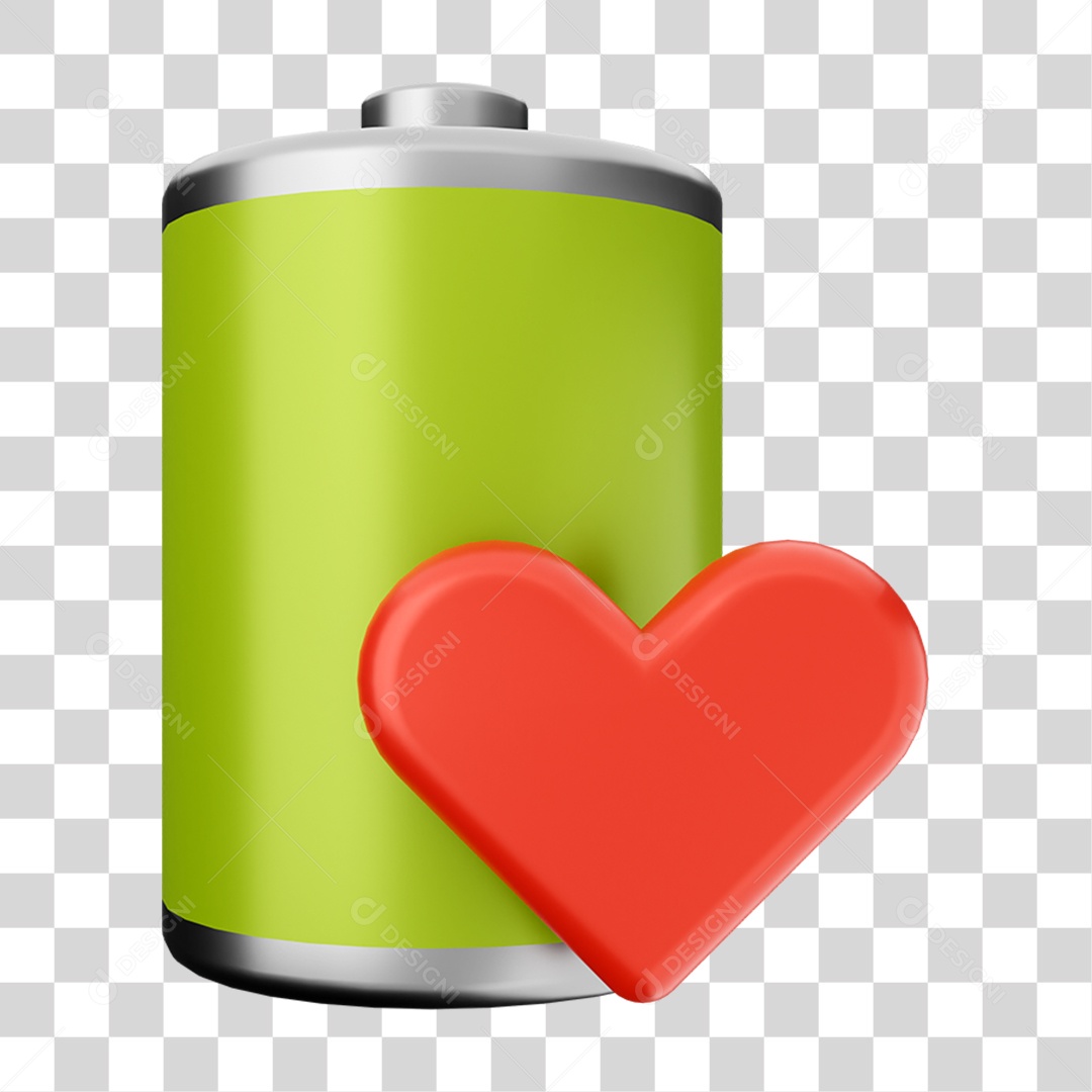 Elemento 3D Bateria para Composição PNG Transparente