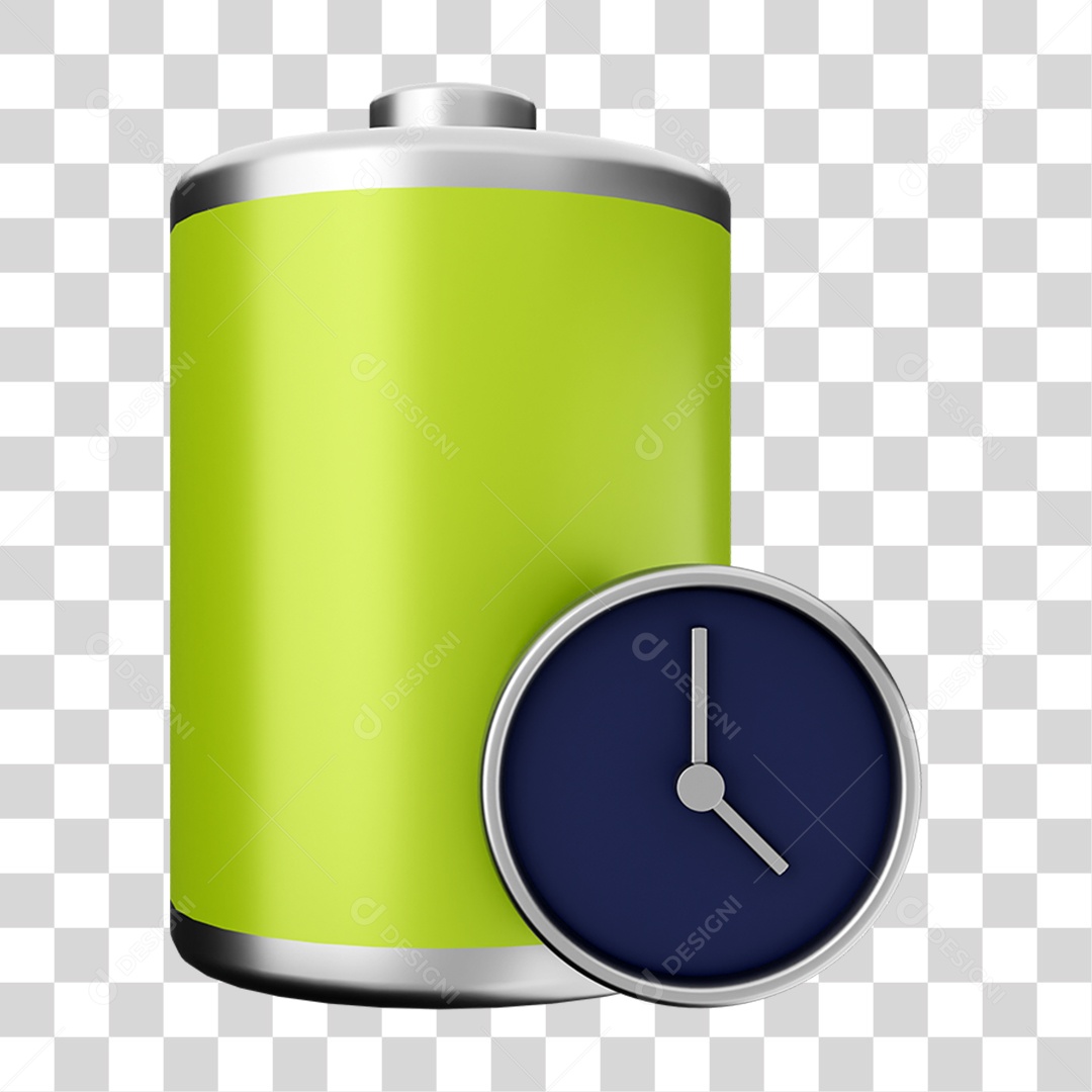 Elemento 3D Bateria para Composição PNG Transparente