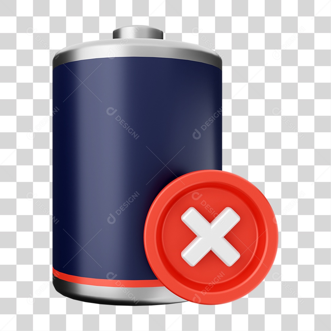 Elemento 3D Bateria para Composição PNG Transparente