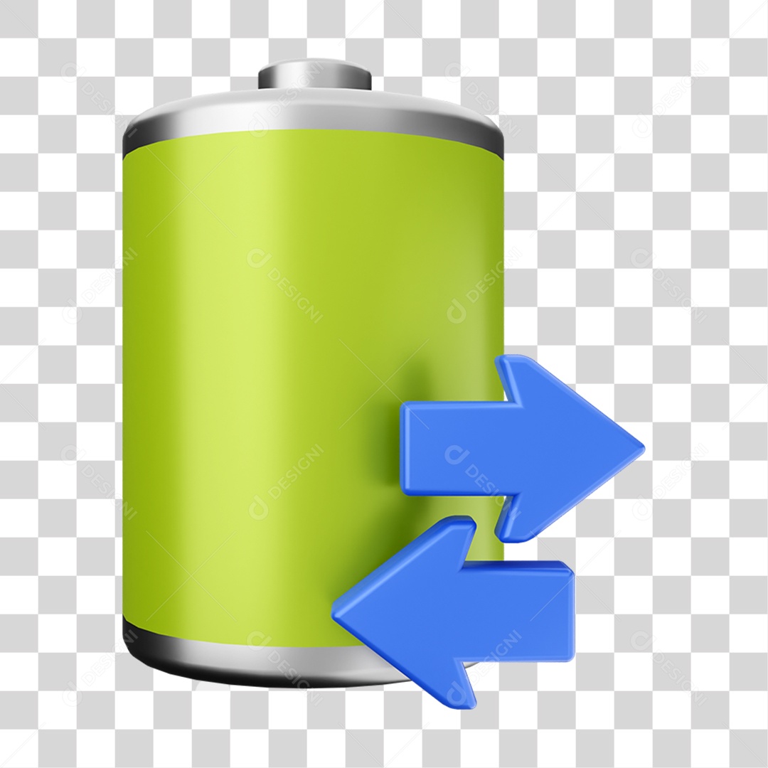 Elemento 3D Bateria para Composição PNG Transparente