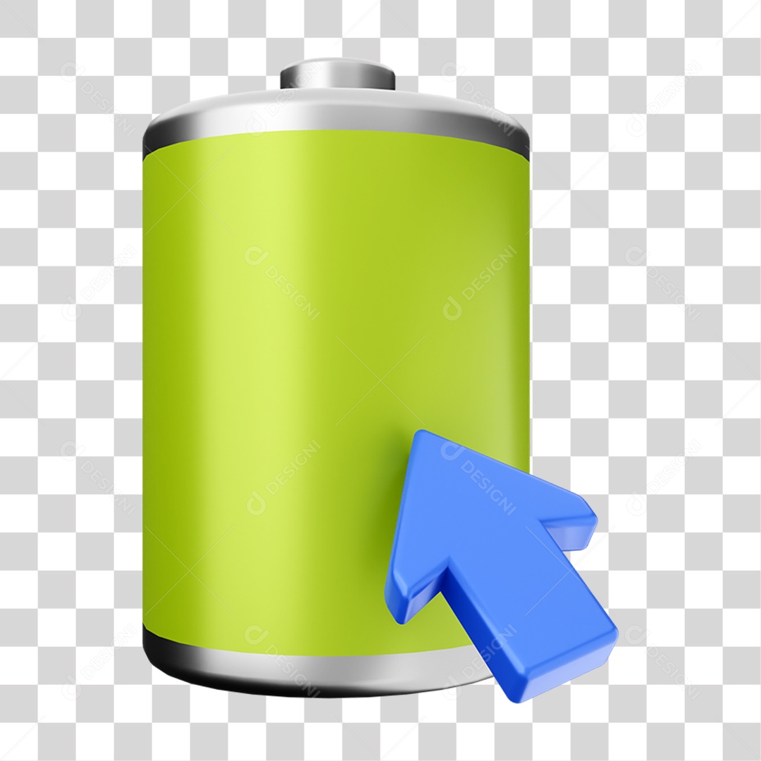 Elemento 3D Bateria para Composição PNG Transparente