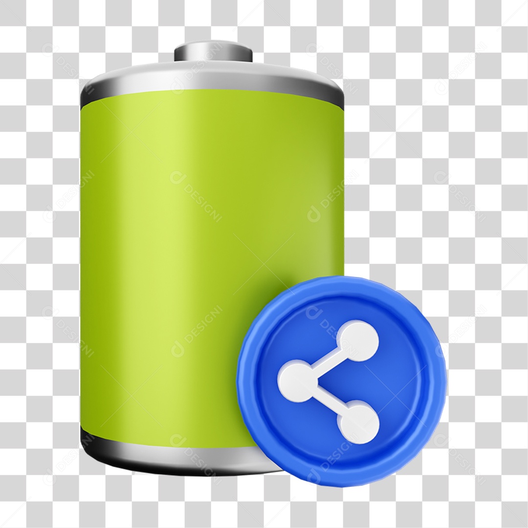 Elemento 3D Bateria para Composição PNG Transparente