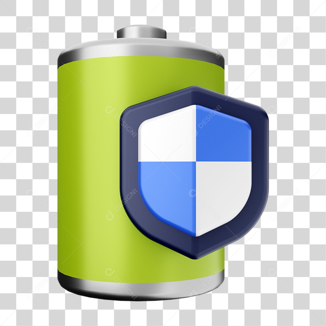 Elemento 3D Bateria para Composição PNG Transparente