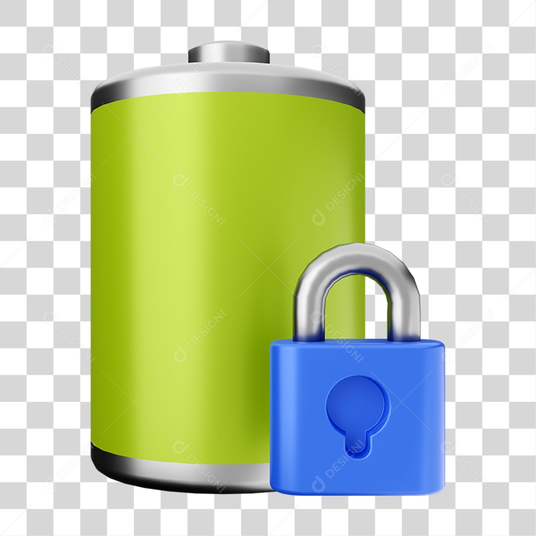 Elemento 3D Bateria para Composição PNG Transparente