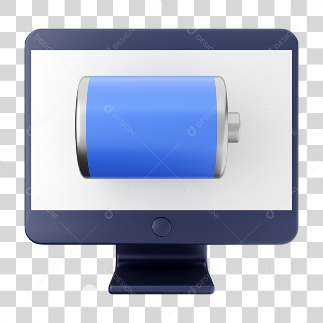 Elemento 3D Bateria 100% para Composição PNG Transparente