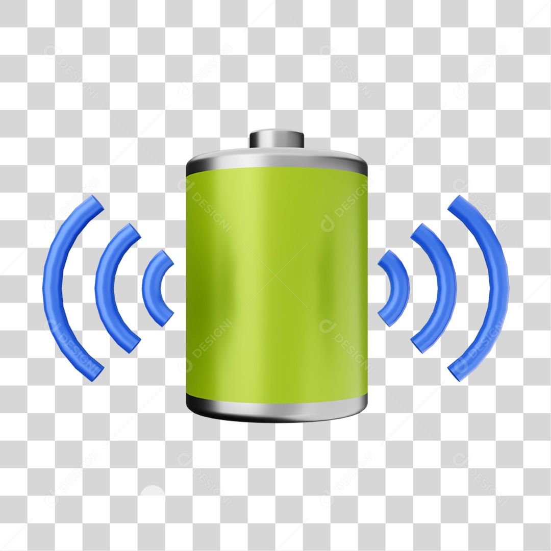 Elemento 3D Bateria 100% para Composição PNG Transparente