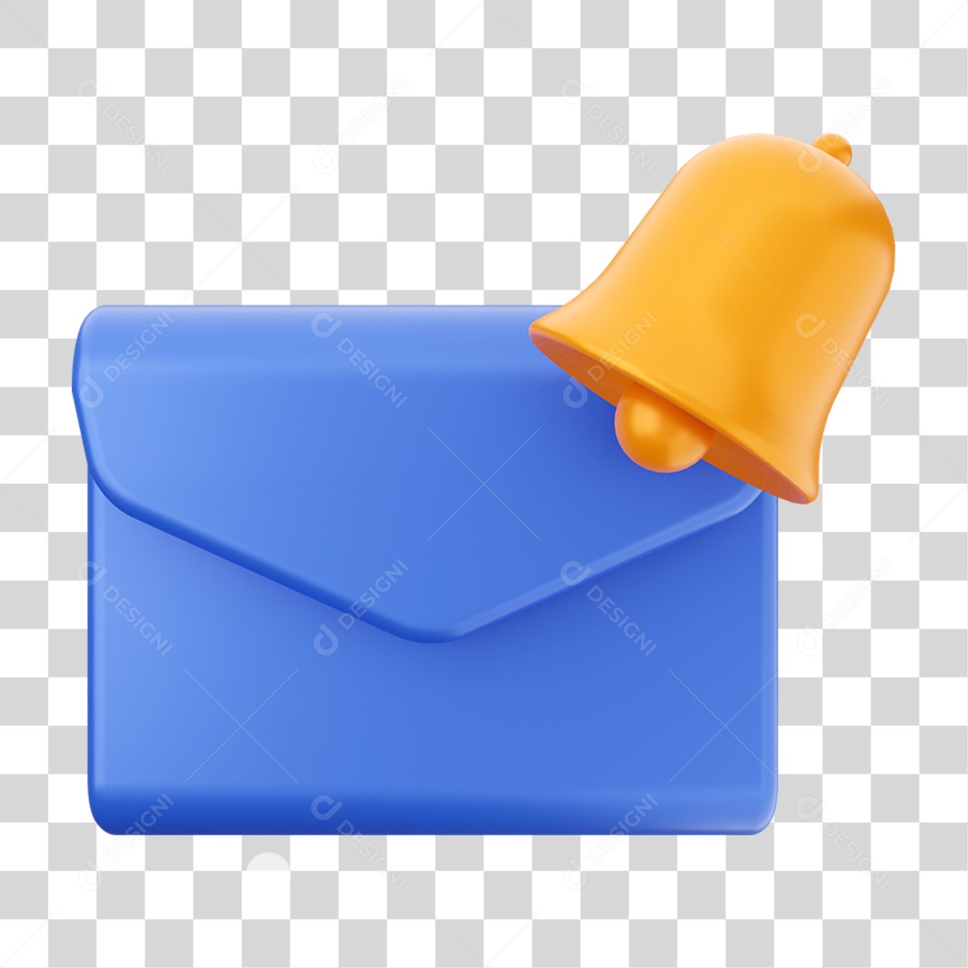 Elemento 3D Símbolo com Notificação para Composição PNG Transparente