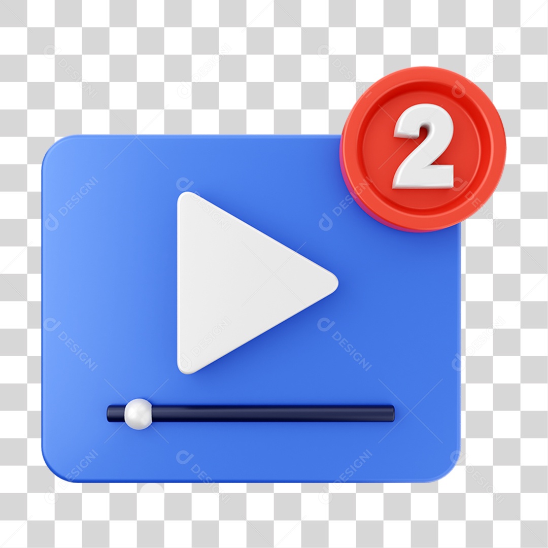 Elemento 3D Símbolo com Notificação para Composição PNG Transparente