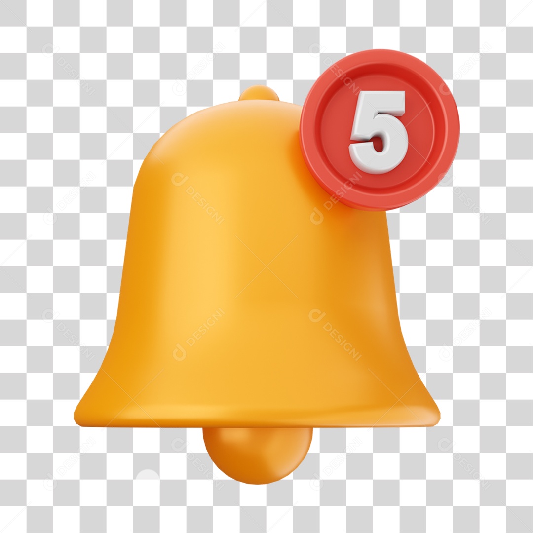 Elemento 3D Símbolo com Notificação para Composição PNG Transparente