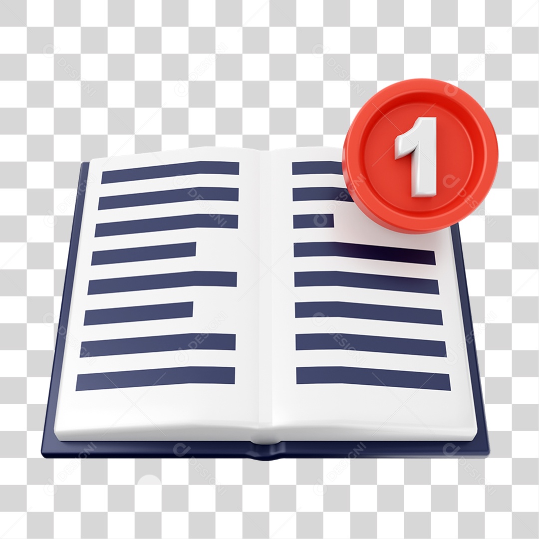 Elemento 3D Símbolo com Notificação para Composição PNG Transparente