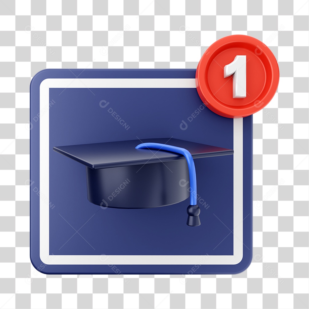 Elemento 3D Símbolo com Notificação para Composição PNG Transparente