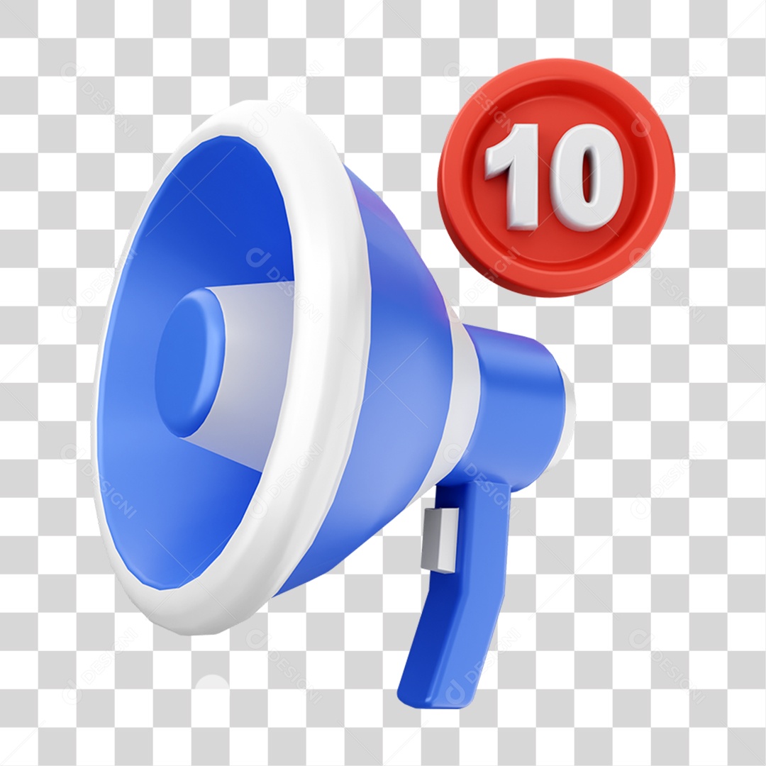 Elemento 3D Símbolo com Notificação para Composição PNG Transparente