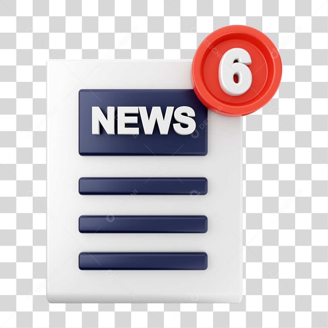 Elemento 3D Símbolo com Notificação para Composição PNG Transparente