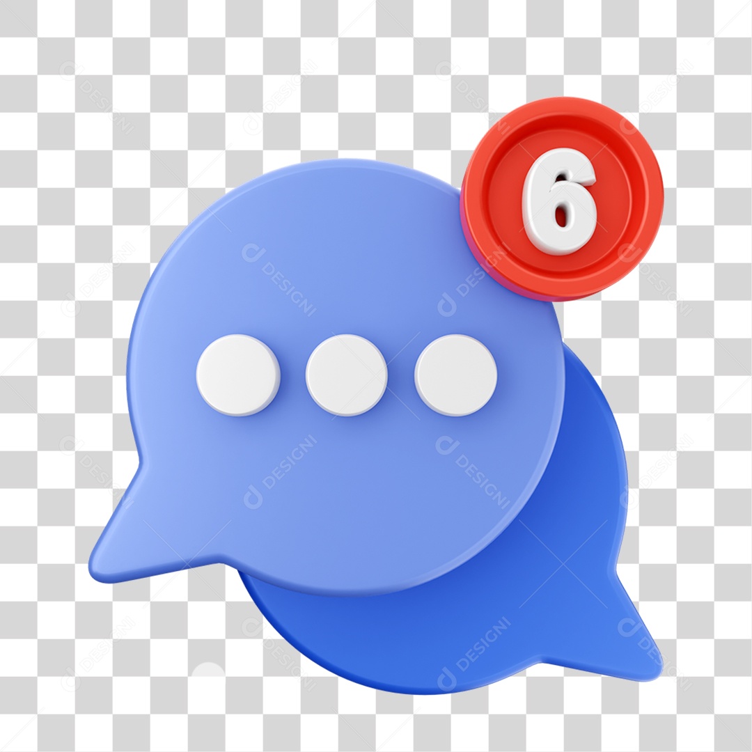 Elemento 3D Símbolo com Notificação para Composição PNG Transparente