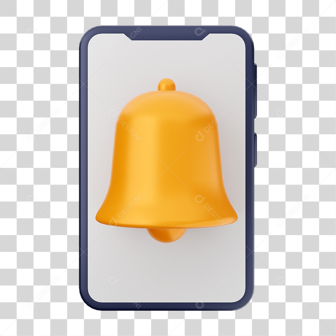 Elemento 3D Celular com Notificação para Composição PNG Transparente