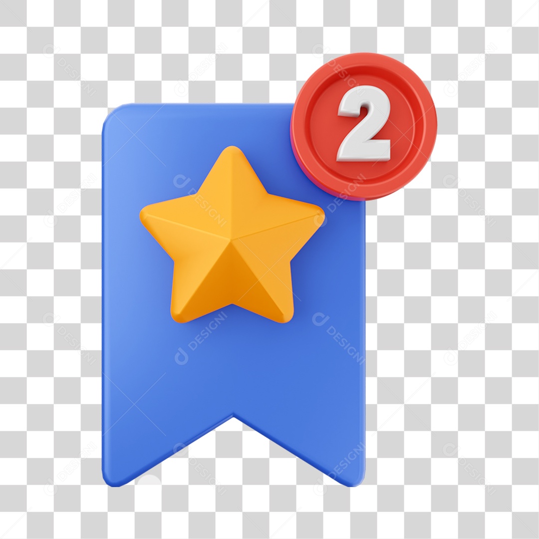 Elemento 3D Símbolo com Notificação para Composição PNG Transparente