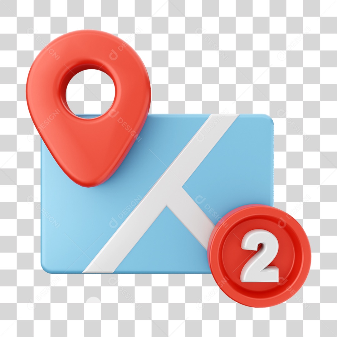 Elemento 3D Símbolo com Notificação para Composição PNG Transparente