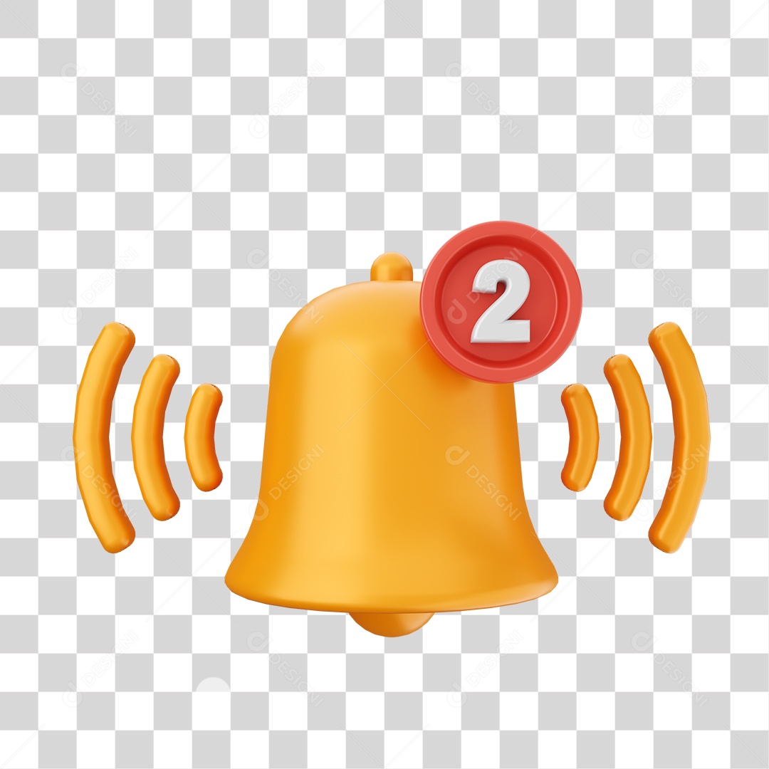 Elemento 3D Símbolo com Notificação para Composição PNG Transparente