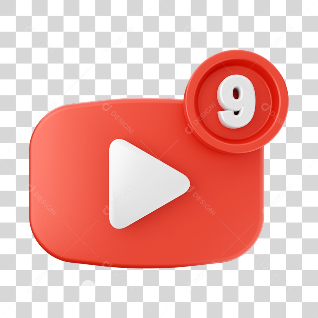 Elemento 3D Símbolo com Notificação para Composição PNG Transparente