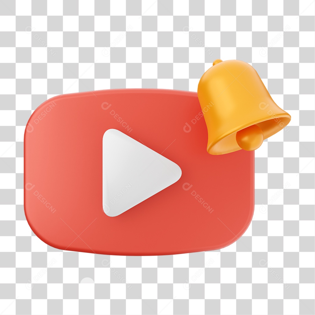 Elemento 3D Símbolo com Notificação para Composição PNG Transparente