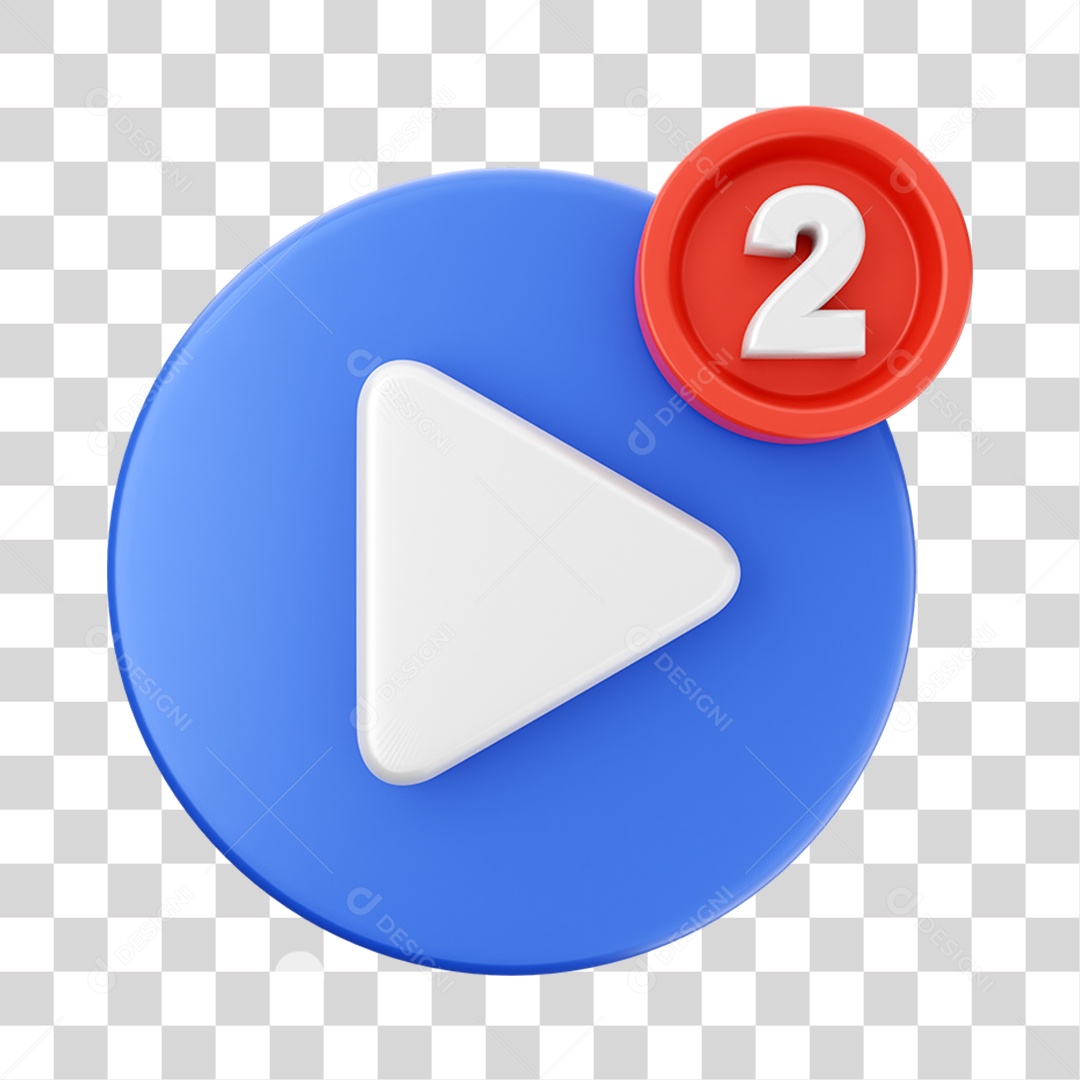 Elemento 3D Símbolo com Notificação para Composição PNG Transparente