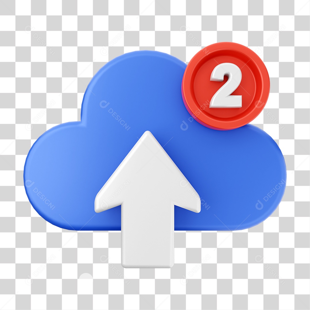 Elemento 3D Símbolo com Notificação para Composição PNG Transparente