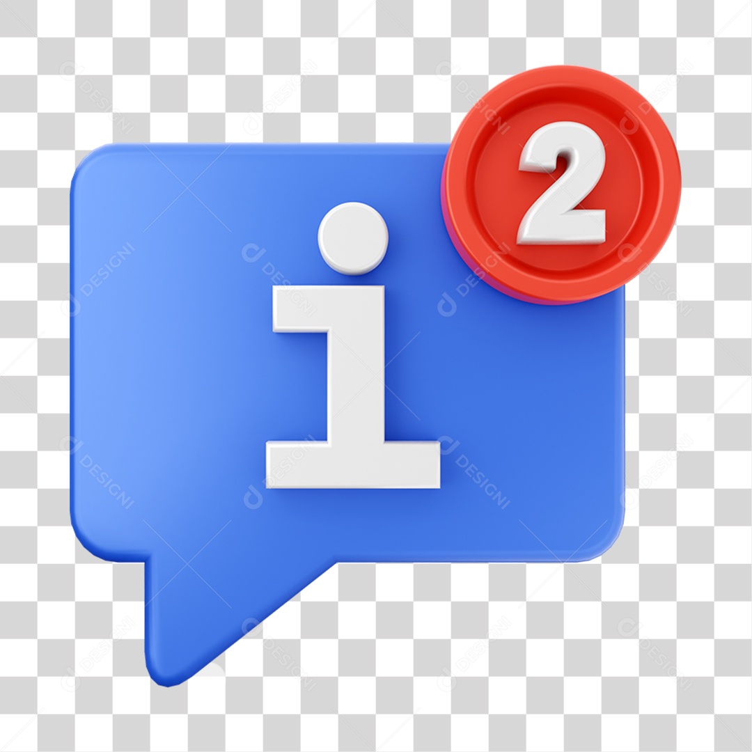 Elemento 3D Símbolo com Notificação para Composição PNG Transparente