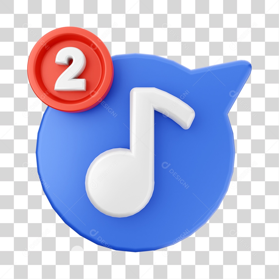 Elemento 3D Símbolo com Notificação para Composição PNG Transparente